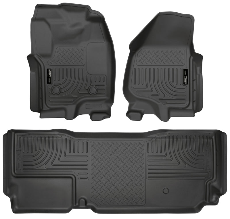 Husky Liners 2012.5 Ford SD Super Cab WeatherBeater Combo Black Floor Liners (w/o Manual Trans Case) Husky Liners Floor Mats - Rubber AXOPROS