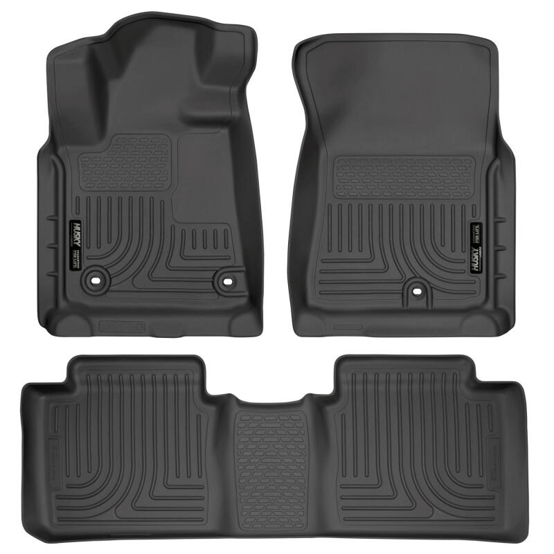 Husky Liners 2014 Toyota Tundra Double Cab Pickup WeatherBeater Black Front & 2nd Seat Floor Liners Husky Liners Floor Mats - Rubber AXOPROS