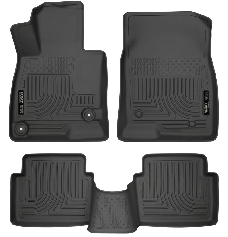 Husky Liners WeatherBeater 14 Mazda 3 Hatch&Sedan Front & Second Row Black Floor Liners Husky Liners Floor Mats - Rubber AXOPROS
