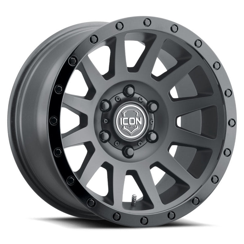 ICON Compression 18x9 6x5.5 0mm Offset 5in BS 106.1mm Bore Double Black Wheel ICON Wheels - Cast AXOPROS