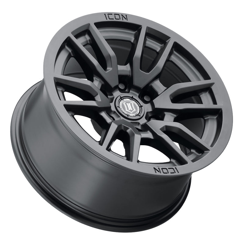ICON Vector 6 17x8.5 6x5.5 25mm Offset 5.75in BS 95.1mm Bore Satin Black Wheel ICON Wheels - Cast AXOPROS