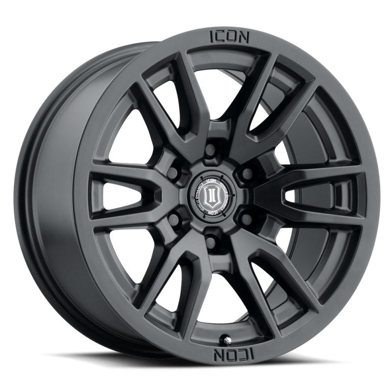 ICON Vector 6 17x8.5 6x5.5 25mm Offset 5.75in BS 95.1mm Bore Satin Black Wheel ICON Wheels - Cast AXOPROS
