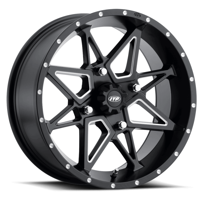 ITP Tornado 14X7 / 4x110 BP / 5+2 Offset Matte Black w/ Milled Accents Wheel ITP Wheels - Cast AXOPROS