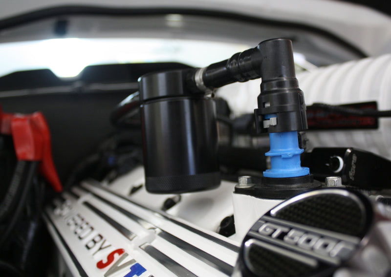 J&L 07-14 Ford Mustang GT500 Passenger Side Oil Separator 3.0 - Black Anodized J&L Oil Separators AXOPROS