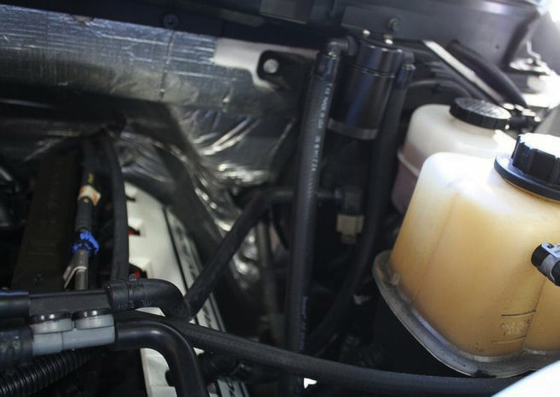 J&L 11-17 Ford F-150 5.0L / 11-14 Ford F-150 6.2L Driver Side Oil Separator 3.0- Black Anodized J&L Oil Separators AXOPROS