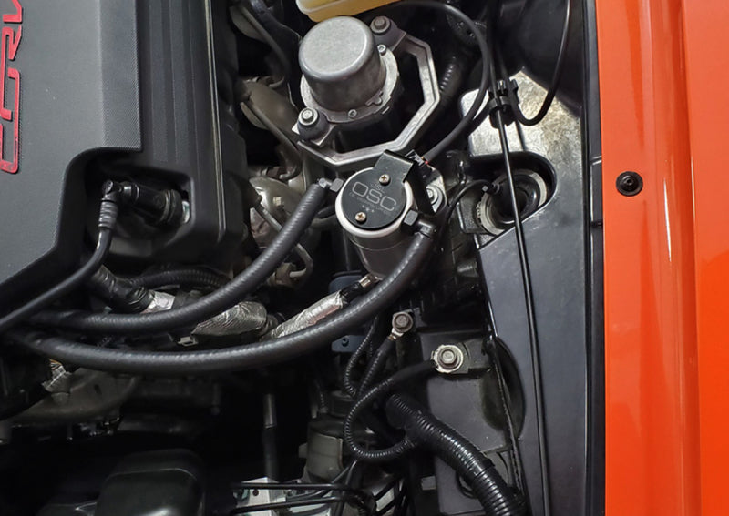 J&L 14-19 Chevrolet Corvette LT1 6.2L Driver Side Oil Separator 3.0 - Clear Anodized J&L Oil Separators AXOPROS