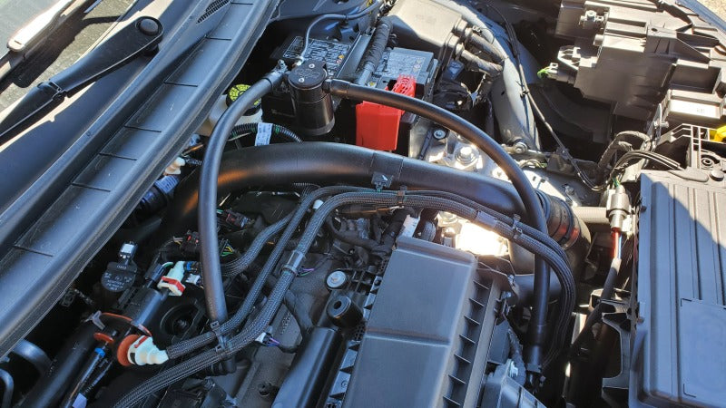J&L 23-25 Ford Ecoboost 2.0 Oil Separator PCV Side - Black Anodized J&L Oil Separators AXOPROS
