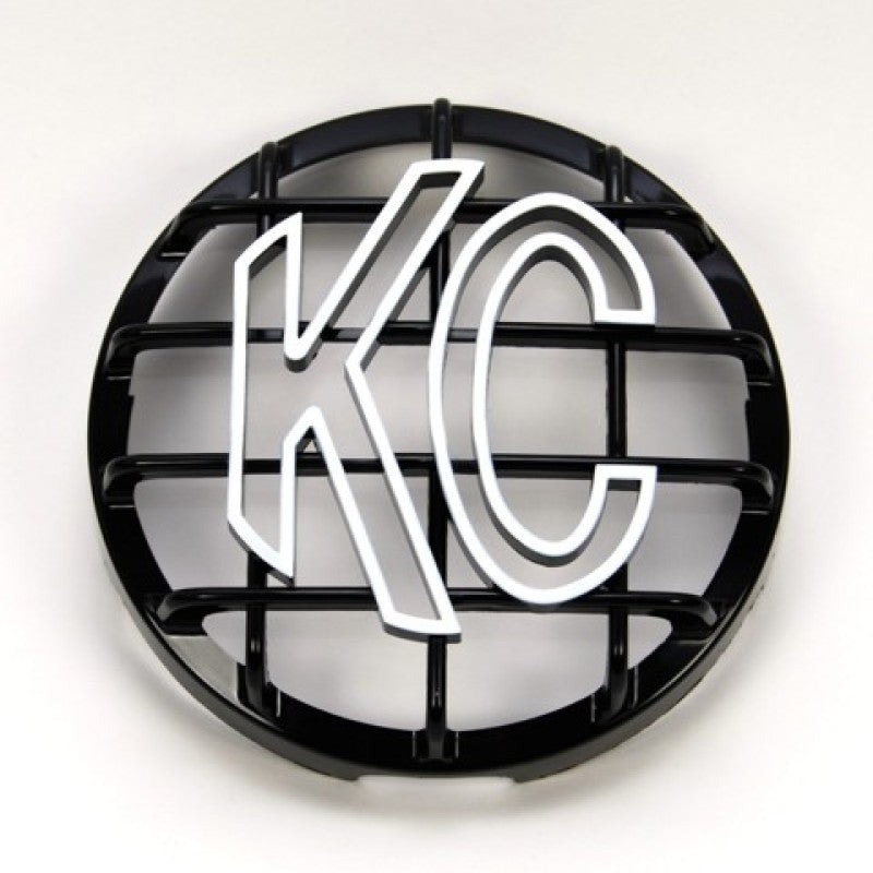KC HiLiTES 6in. Round ABS Stone Guard for SlimLite/Daylighter Lights (Single) - Black/White KC Logo KC HiLiTES Light Covers and Guards AXOPROS