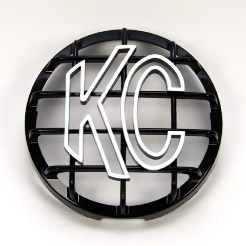 KC HiLiTES 6in. Round ABS Stone Guard for SlimLite/Daylighter Lights (Single) - Black/White KC Logo KC HiLiTES Light Covers and Guards AXOPROS