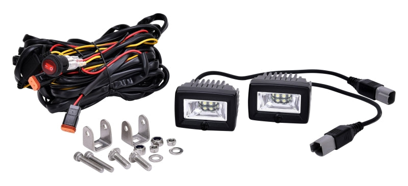 KC HiLiTES C-Series 2in. C2 LED Light 20w Area Flood Beam (Pair Pack System) - Black KC HiLiTES Light Bars & Cubes AXOPROS