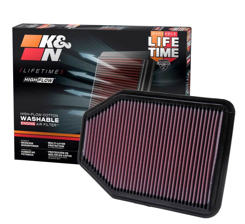 K&N 07-10 Jeep Wrangler 3.8L V6 Drop In Air Filter K&N Engineering Air Filters - Drop In AXOPROS