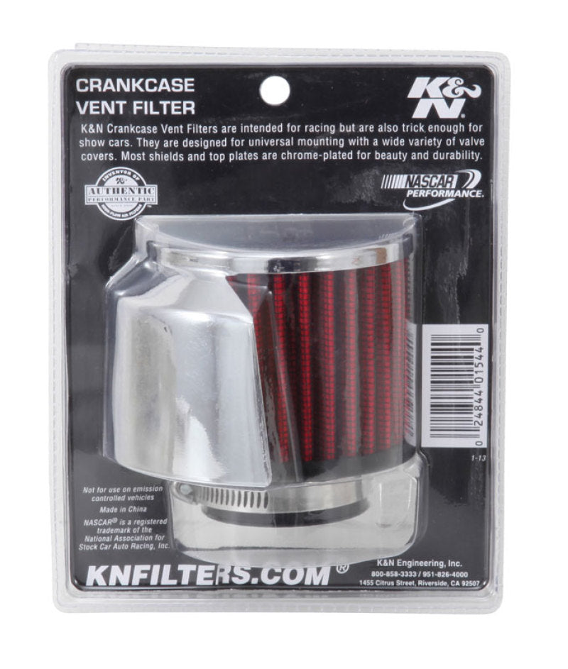 K&N 1.5in Flange ID x 3in OD x 2.5in Height Clamp On Crankcase Vent Filter K&N Engineering Air Filters - Universal Fit  AXOPROS