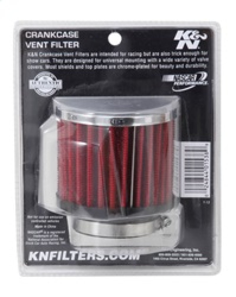 K&N 1.75in Flange ID x 3in OD x 2.5in H Chrome Finish Rubber Base Crankcase Vent Filter K&N Engineering Air Filters - Universal Fit AXOPROS