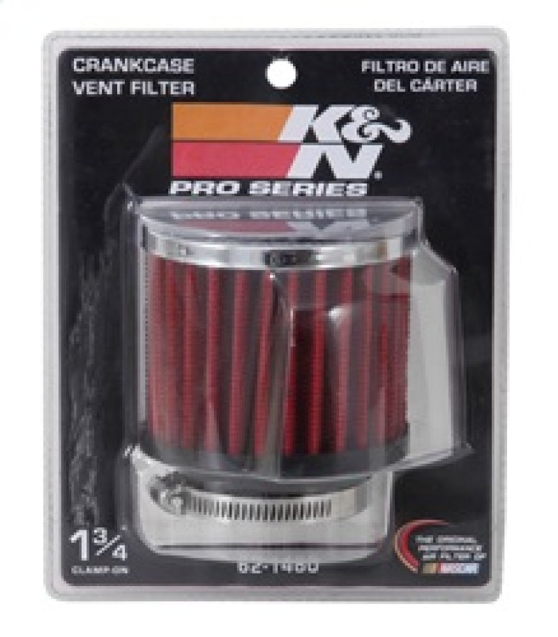 K&N 1.75in Flange ID x 3in OD x 2.5in H Chrome Finish Rubber Base Crankcase Vent Filter K&N Engineering Air Filters - Universal Fit AXOPROS