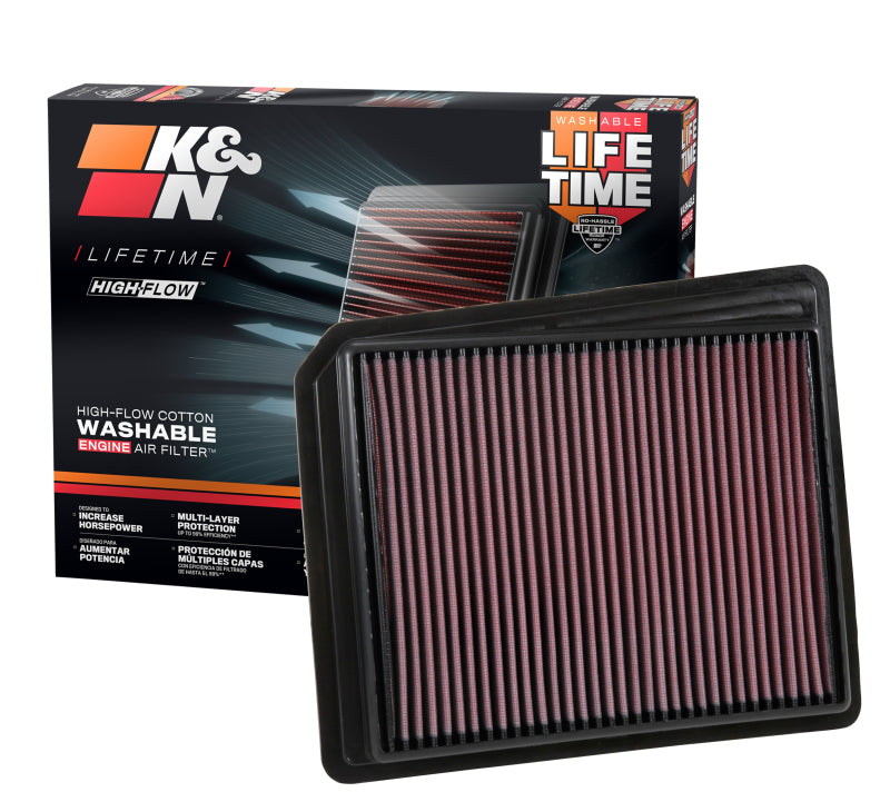 K&N 2017 Nissan Titan V8-5.6L F/I Drop In Replacement Air Filter K&N Engineering Air Filters - Drop In AXOPROS