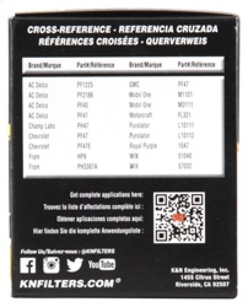 K&N Chevy / Pontiac / GMC / Buick Performance Gold Oil Filter K&N Engineering Oil Filters AXOPROS