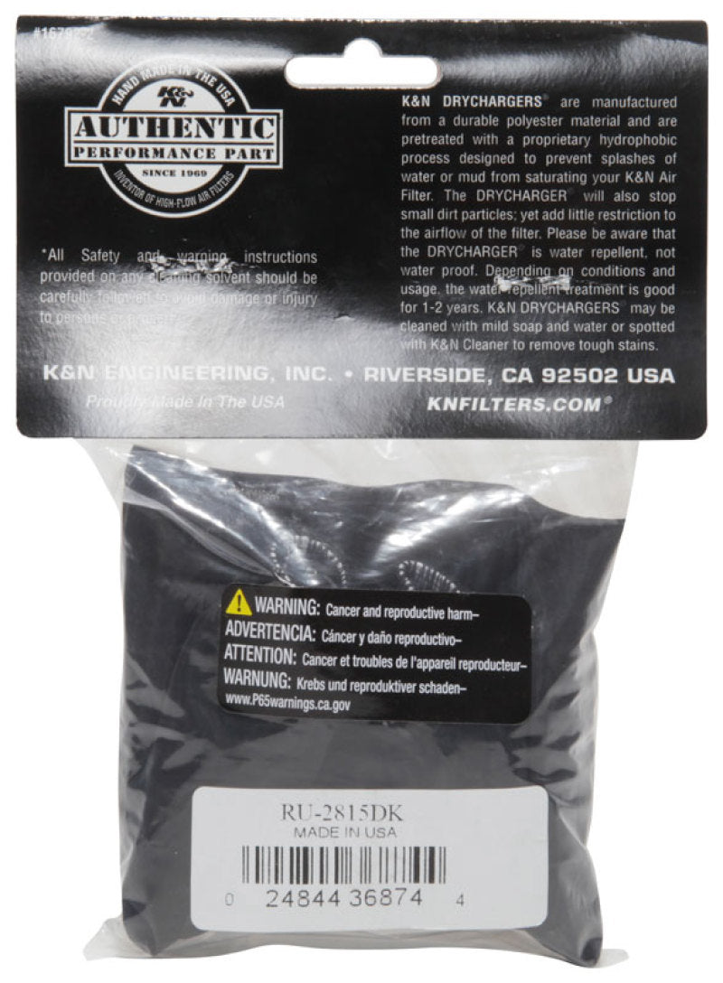 K&N Drycharger Air Filter Wrap RU-2815 Black K&N Engineering Pre-Filters AXOPROS