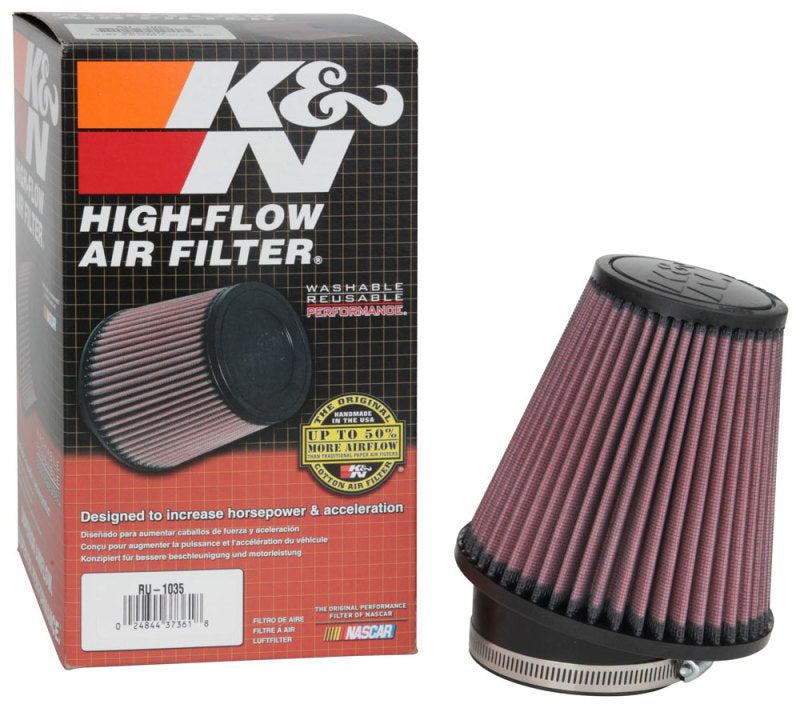 K&N Filter Universal Rubber Filter 3 1/2 inch 10 Degree Flange 5 3/4 inch OD 6 inch Height K&N Engineering Air Filters - Universal Fit AXOPROS
