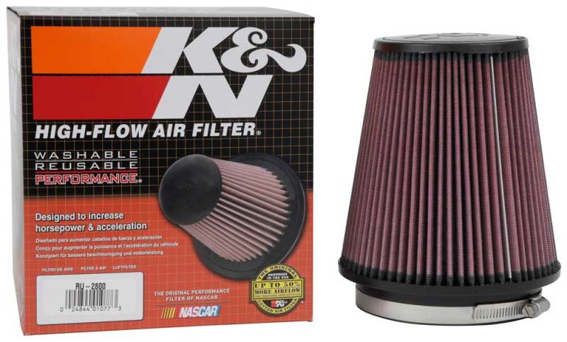 K&N Filter Universal Rubber Filter 5 inch Flange 6 1/2 inch Base 4 3/8 inch Top 7 inch Height K&N Engineering Air Filters - Universal Fit  AXOPROS
