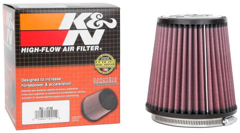 K&N Filter Universal Rubber Filter Round Tapered 4.5in  Flange 5.875in Base 4.5 inch Top 6in  Height K&N Engineering Air Filters - Universal Fit  AXOPROS