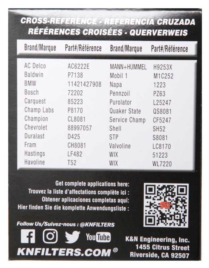 K&N Oil Filter OIL FILTER AUTOMOTIVE K&N Engineering Oil Filters AXOPROS