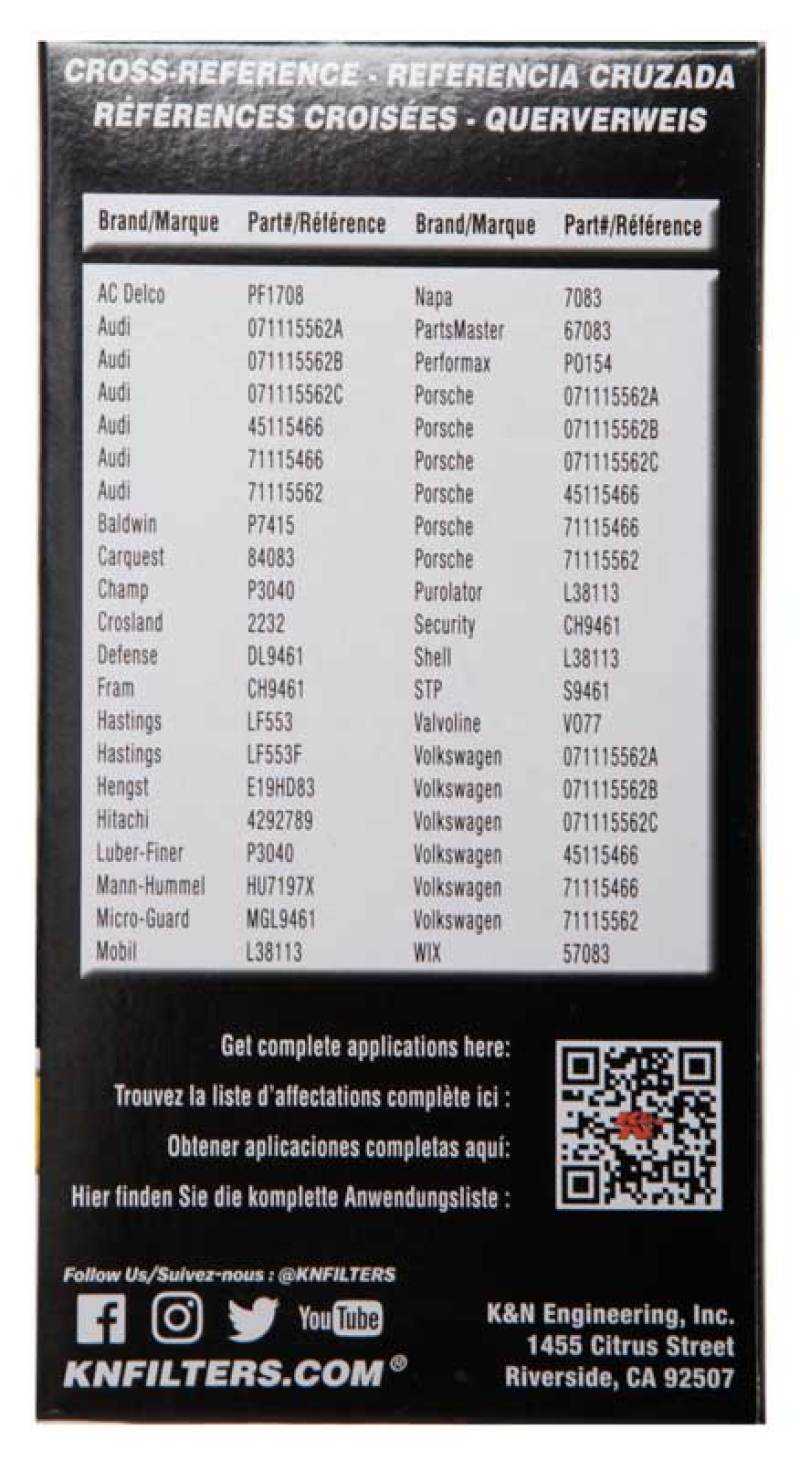 K&N Performance Oil Filter for 03-14 Volkswagen Jetta K&N Engineering Oil Filters AXOPROS