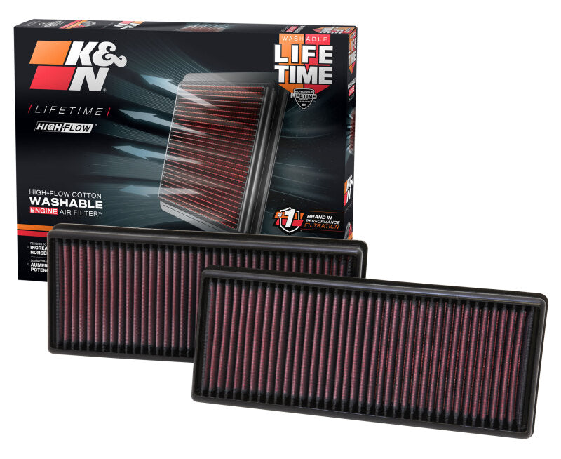 K&N Replacement Air Filter 12.563in O/S Length x 5.25in O/S Width x 1.625in H (Inc 2 Filters) K&N Engineering Air Filters - Drop In AXOPROS
