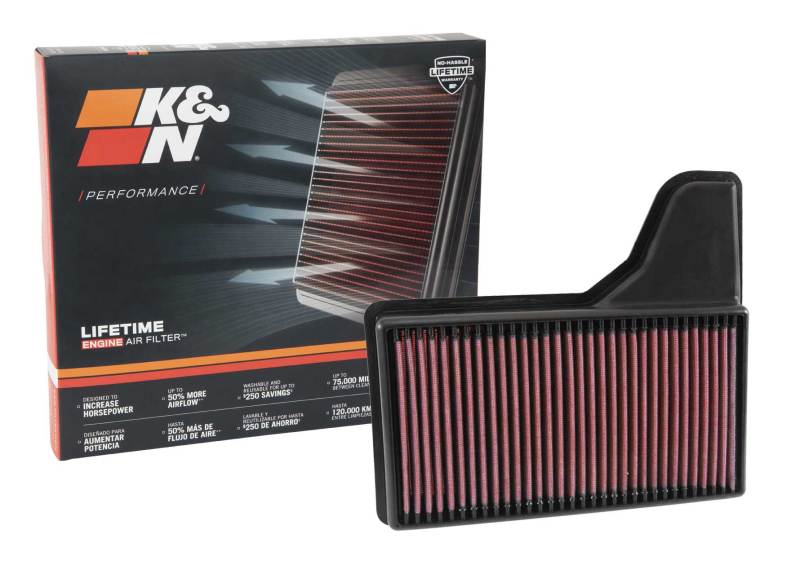 K&N Replacement Panel Air Filter for 2015 Ford Mustang 2.3L L4/3.7L V6/5.0L V8 K&N Engineering Air Filters - Drop In AXOPROS