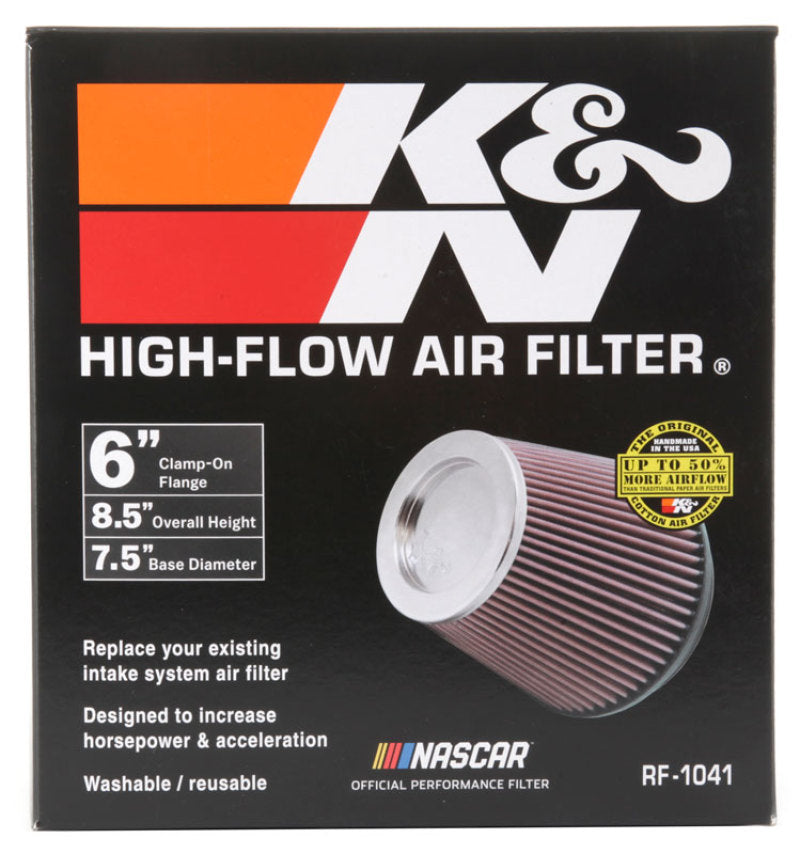 K&N Round Tapered Universal Air Filter 6 inch Flange 7 1/2 inch Base 5 inch Top 7 1/2 inch Height K&N Engineering Air Filters - Universal Fit  AXOPROS