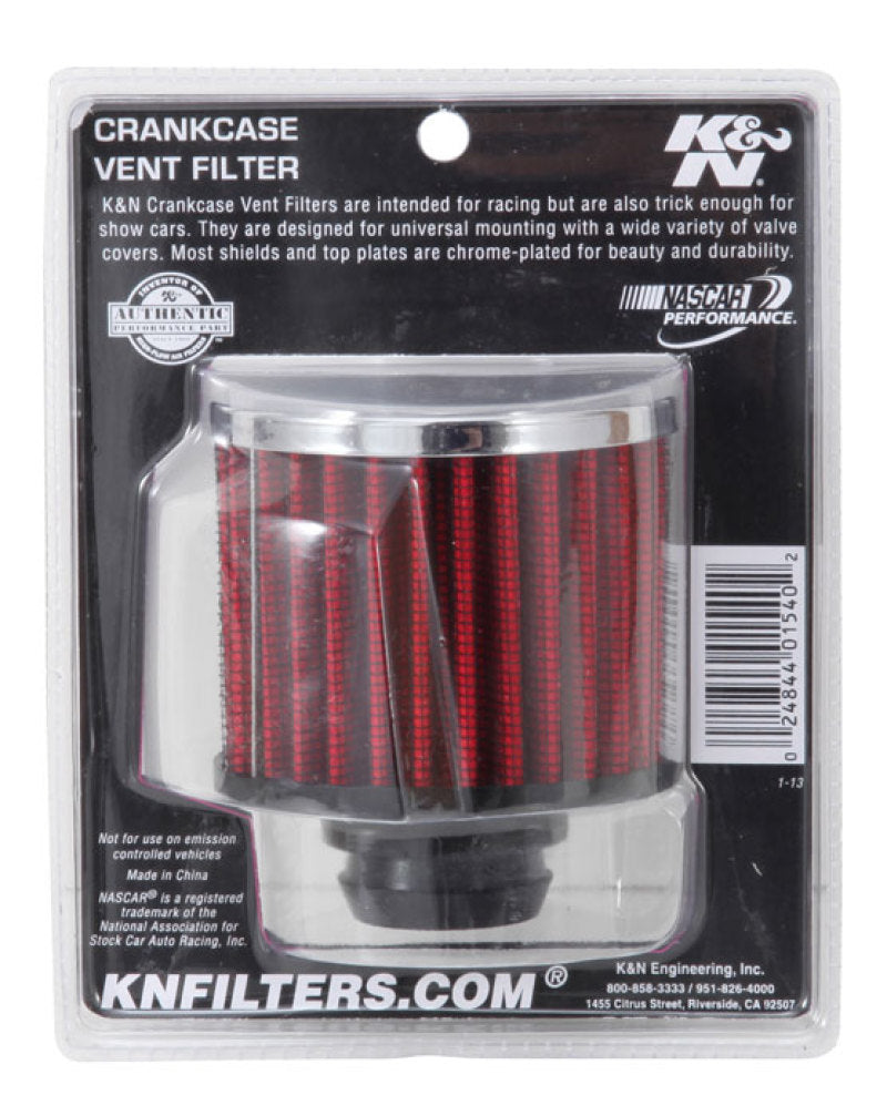 K&N Rubber Base Chrome Top Push-In Crankcase Vent Filter 3in OD x 2-1/2in H. K&N Engineering Air Filters - Universal Fit  AXOPROS