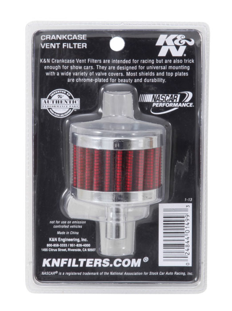 K&N Steel Base Chrome Top Crankcase Vent Filter 1/2in. Vent / 2in. OD / 1-1/2in. Height K&N Engineering Air Filters - Universal Fit  AXOPROS
