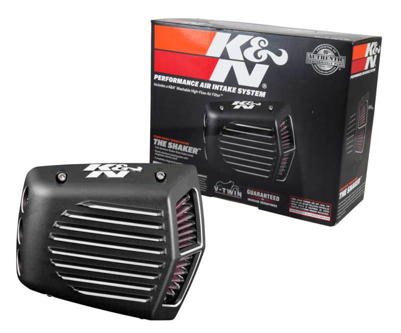 K&N Street Metal Intake System for 01-16 Harley Davidson Softail/Dyna - Shaker Black K&N Engineering Cold Air Intakes AXOPROS