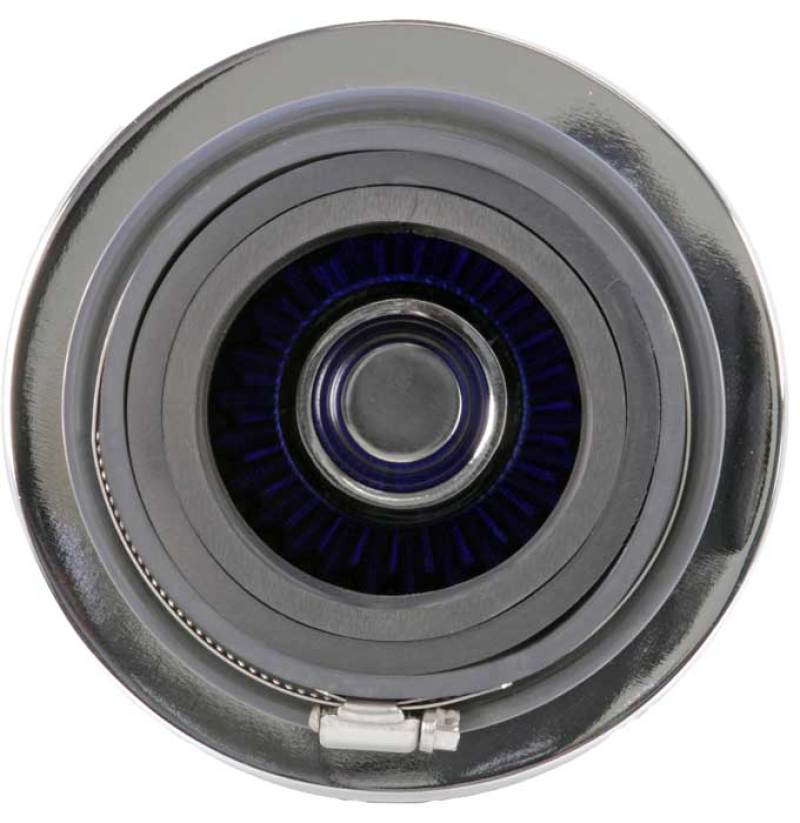 K&N Universal Air Filter Chrome Round Tapered Blue - 4in Flange ID x 1.125in Flange Length x 5.5in H K&N Engineering Air Filters - Universal Fit AXOPROS