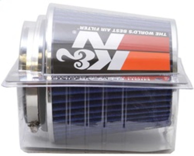K&N Universal Air Filter Chrome Round Tapered Blue - 4in Flange ID x 1.125in Flange Length x 5.5in H K&N Engineering Air Filters - Universal Fit AXOPROS
