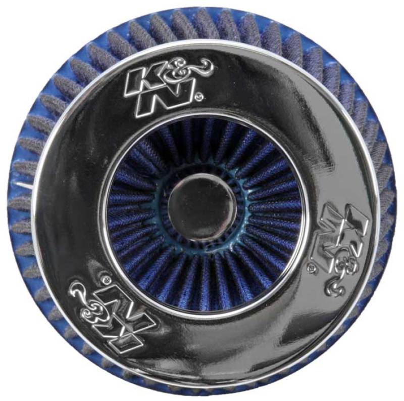 K&N Universal Air Filter Chrome Round Tapered Blue - 4in Flange ID x 1.125in Flange Length x 5.5in H K&N Engineering Air Filters - Universal Fit AXOPROS