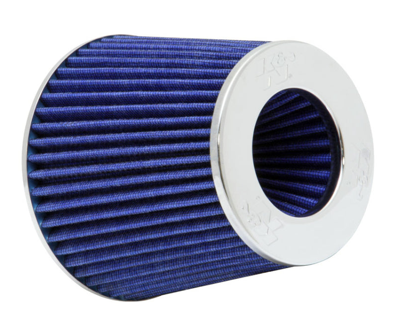 K&N Universal Air Filter Chrome Round Tapered Blue - 4in Flange ID x 1.125in Flange Length x 5.5in H K&N Engineering Air Filters - Universal Fit AXOPROS