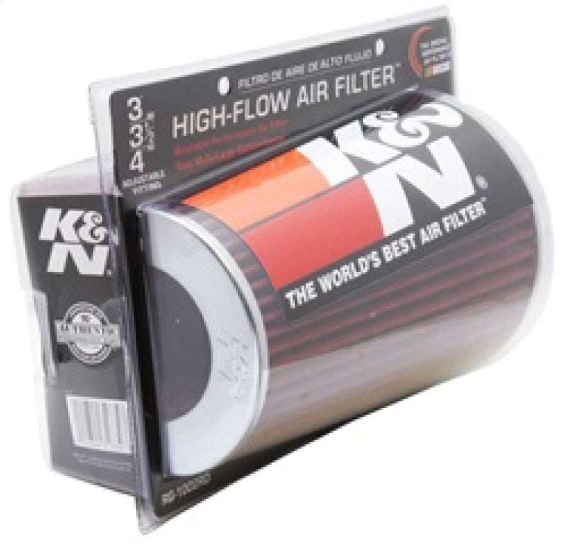 K&N Universal Air Filter Chrome Round Tapered Red - 4in Flange ID x 1.125in Flange Length x 9.5in H K&N Engineering Air Filters - Universal Fit  AXOPROS