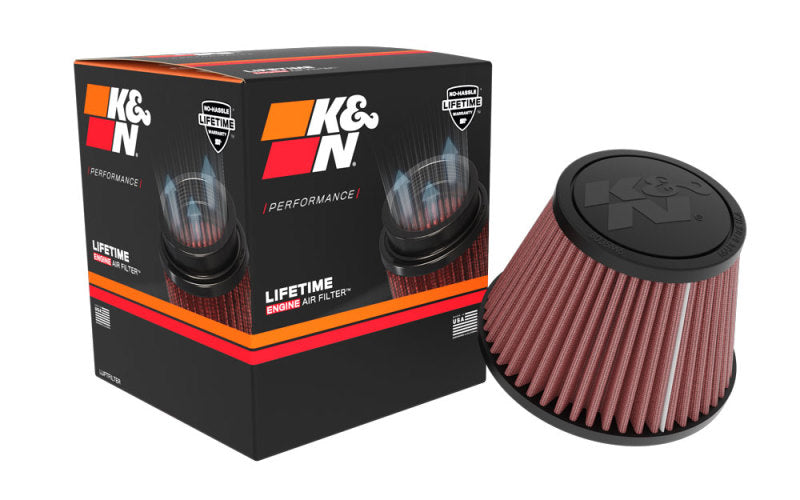 K&N Universal Clamp-on Air Filter 2in Flange ID 5-3/16in Base 3-1/2in Top 3-11/16in Height w/ Vent K&N Engineering Air Filters - Universal Fit  AXOPROS