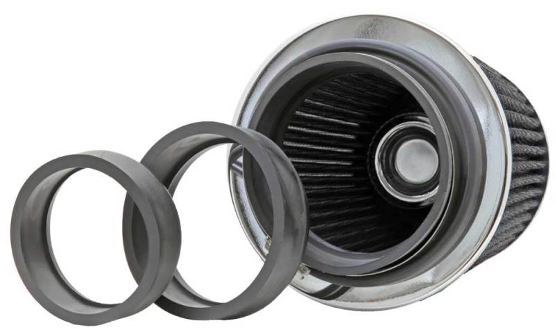 K&N Universal Filter Chrome Round Tapered White - 4in Flange ID x 1.125in Flange Length x 5.5in H K&N Engineering Air Filters - Universal Fit  AXOPROS