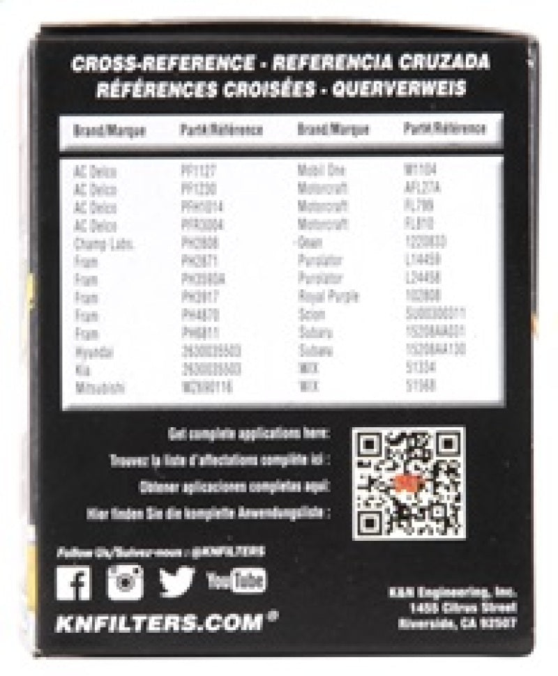 K&N Universal Performance Gold Oil Filter K&N Engineering Oil Filters AXOPROS