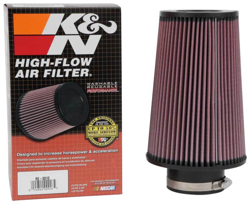 K&N Universal Rubber Filter 3inch FLG / 6inch OD-B / 4-5/8inch OD-T / 9inch L K&N Engineering Air Filters - Universal Fit AXOPROS