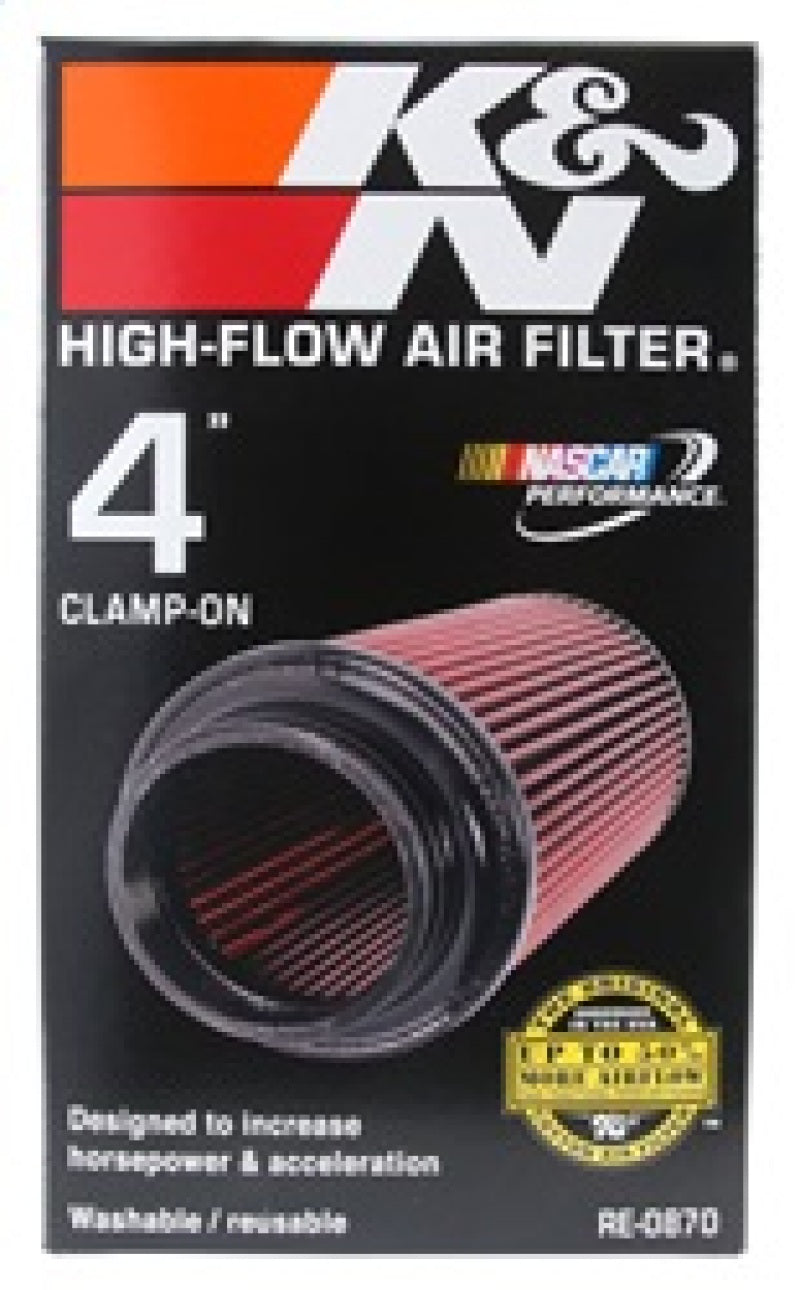 K&N Universal Rubber Filter 4inch FLG / 6inch OD-B / 4-5/8inch OD-T / 9inch H K&N Engineering Air Filters - Universal Fit AXOPROS