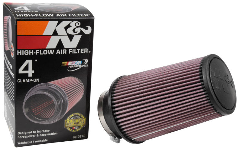 K&N Universal Rubber Filter 4inch FLG / 6inch OD-B / 4-5/8inch OD-T / 9inch H K&N Engineering Air Filters - Universal Fit AXOPROS