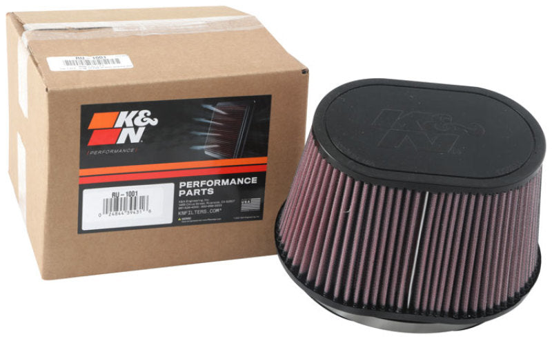 K&N Universal Rubber Filter 6.25in x 4in Oval FLG / 7.375in x 5.5in Base / 6.25in x 4in Top / 5in H K&N Engineering Air Filters - Universal Fit AXOPROS