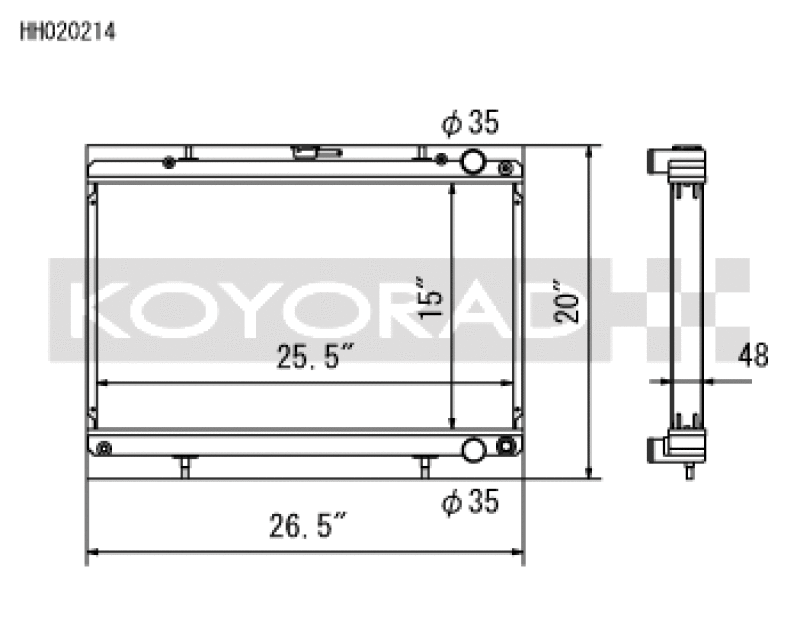 Koyo Nissan 89-93 Skyline GT-R/GT-S 2.6L (t)/88-94 Cefiro 2.0L (t)/89-93 Laurel 2.0L (t) Radiator Koyo Radiators AXOPROS