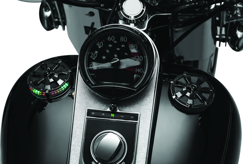 Kuryakyn Alley Cat Fuel & Battery Gauge Gloss Black Kuryakyn Gauges AXOPROS