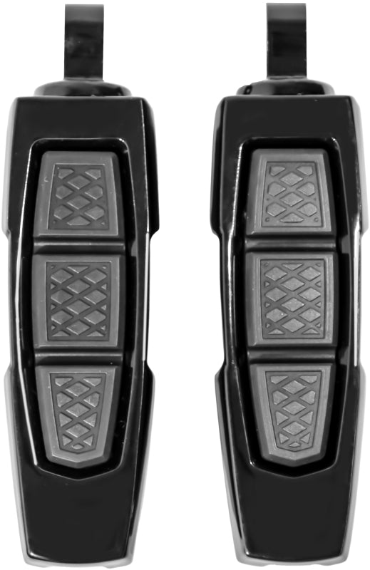 Kuryakyn Enygma Pegs With Adapter- Gloss Black Kuryakyn Footpegs AXOPROS