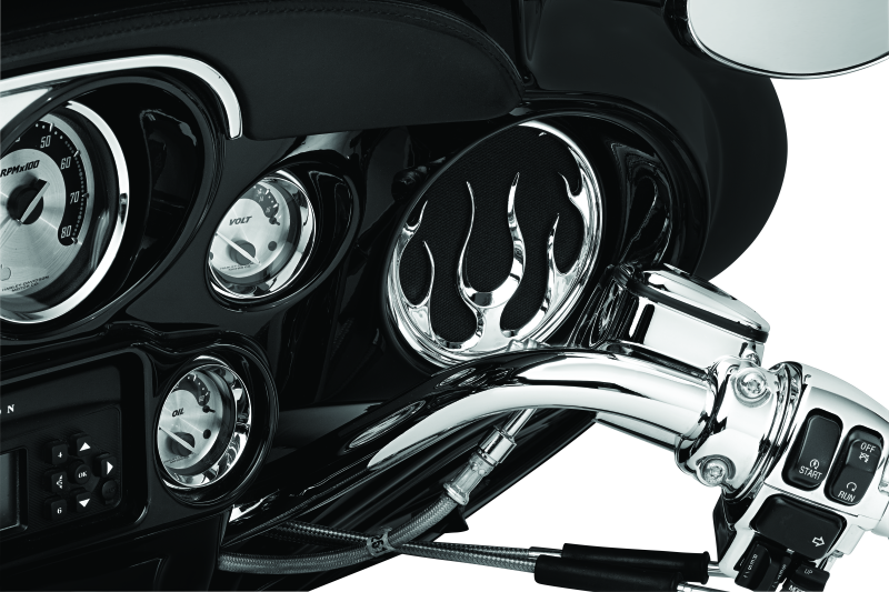 Kuryakyn Flame Speaker Grills Chrome Kuryakyn Exterior Trim AXOPROS