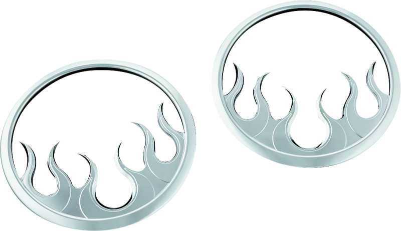 Kuryakyn Flame Speaker Grills For 14-Up Touring Models Chrome Kuryakyn Exterior Trim AXOPROS