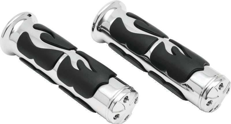 Kuryakyn ISO Flame Grips Metric Universal 1inch Chrome Kuryakyn Grips AXOPROS